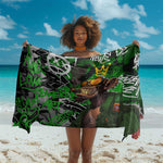Graffiti Street Art Sarong Smoking Ape Character and Neon Crown Symbols - African Pride