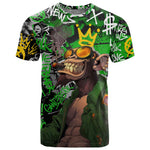 Graffiti Street Art T shirt Smoking Ape Character and Neon Crown Symbols - African Pride