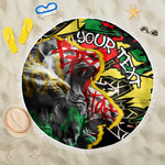 Lion King Africa Graffiti Beach Blanket Bold Text and Neon Colors - African Pride