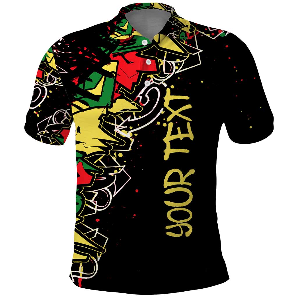Lion King Africa Graffiti Polo Shirt Bold Text and Neon Colors - African Pride