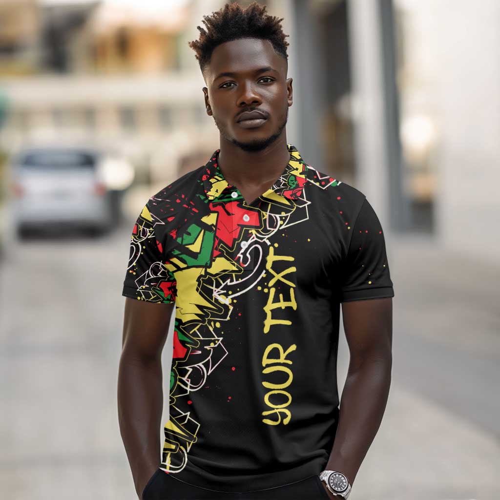Lion King Africa Graffiti Polo Shirt Bold Text and Neon Colors - African Pride
