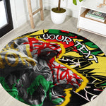 Lion King Africa Graffiti Round Carpet Bold Text and Neon Colors - African Pride