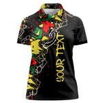Lion King Africa Graffiti Women Polo Shirt Bold Text and Neon Colors - African Pride