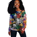 Nelson Mandela Graffiti Off Shoulder Sweater Street Spray Art Recreating The Life Of A Great Man - African Pride