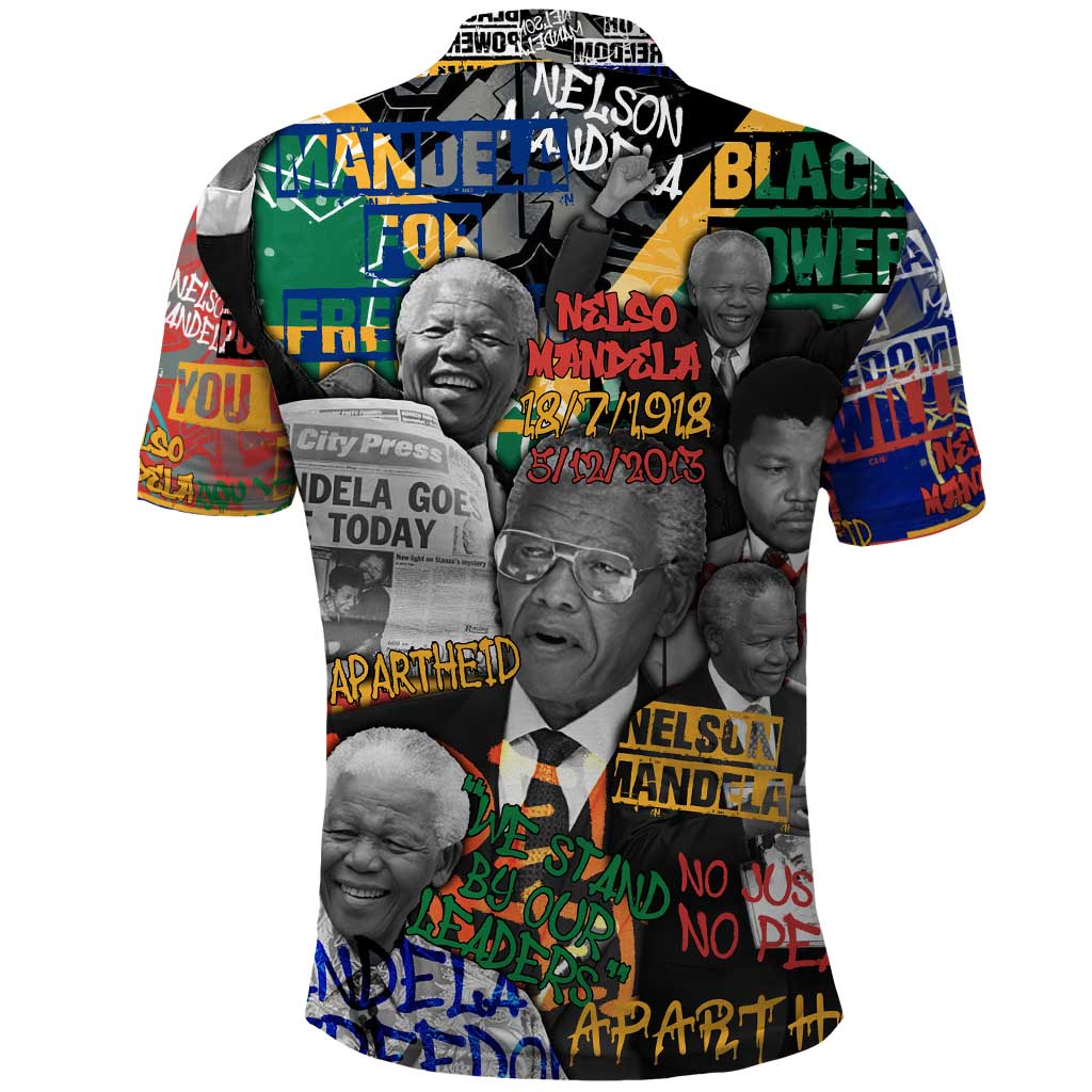 Nelson Mandela Graffiti Polo Shirt Street Spray Art Recreating The Life Of A Great Man - African Pride