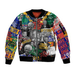Nelson Mandela Graffiti Sleeve Zip Bomber Jacket Street Spray Art Recreating The Life Of A Great Man - African Pride