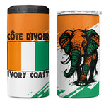 Ivory Coast 4 in 1 Can Cooler Tumbler African Elephant in Ivorian Flag Colors - African Pride