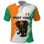 Ivory Coast Polo Shirt African Elephant in Ivorian Flag Colors - African Pride