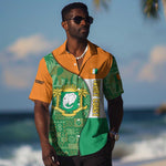 Ivory Coast Hawaiian Shirt Elephant Crest and Tribal Pattern - African Pride