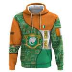 Ivory Coast Hoodie Elephant Crest and Tribal Pattern - African Pride