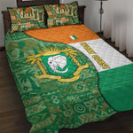 Ivory Coast Quilt Bed Set Elephant Crest and Tribal Pattern - African Pride