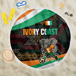 Ivory Coast Elephants Football Beach Blanket Soccer with Tribal Pattern - African Pride