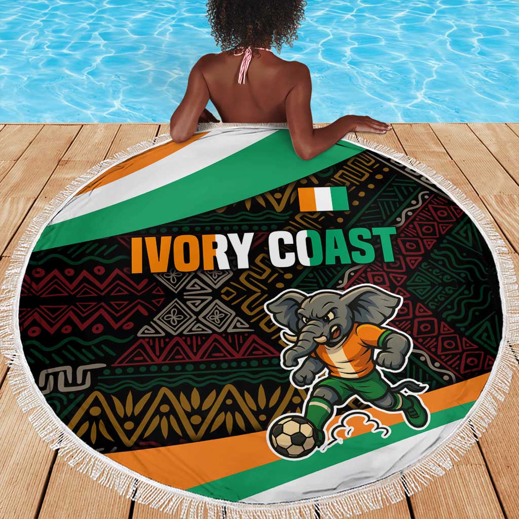 Ivory Coast Elephants Football Beach Blanket Soccer with Tribal Pattern - African Pride
