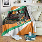 Ivory Coast Elephants Football Blanket Soccer with Tribal Pattern - African Pride