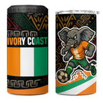 Ivory Coast Elephants Football 4 in 1 Can Cooler Tumbler Soccer with Tribal Pattern - African Pride