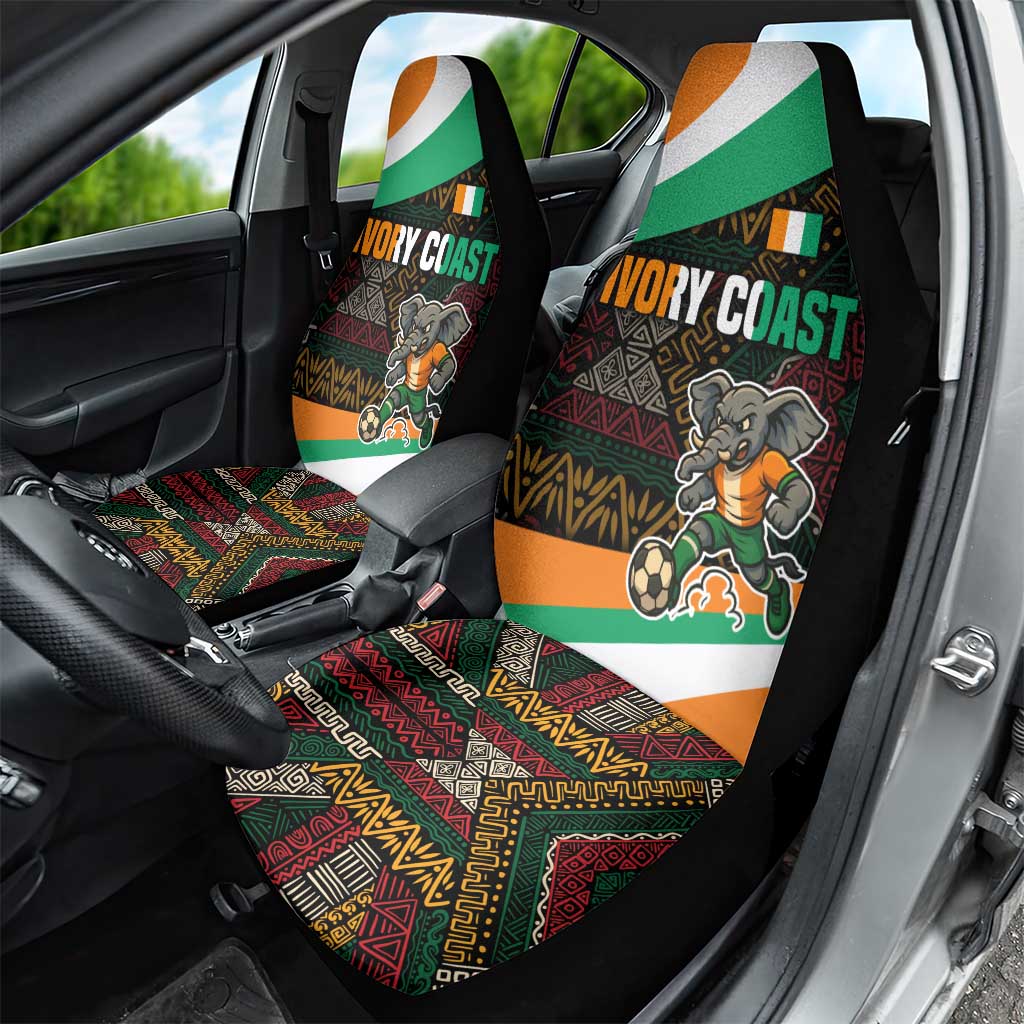 Ivory Coast Elephants Football Car Seat Cover Soccer with Tribal Pattern - African Pride