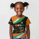 Ivory Coast Elephants Football Kid T shirt Soccer with Tribal Pattern - African Pride