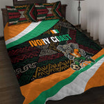 Ivory Coast Elephants Football Quilt Bed Set Soccer with Tribal Pattern - African Pride