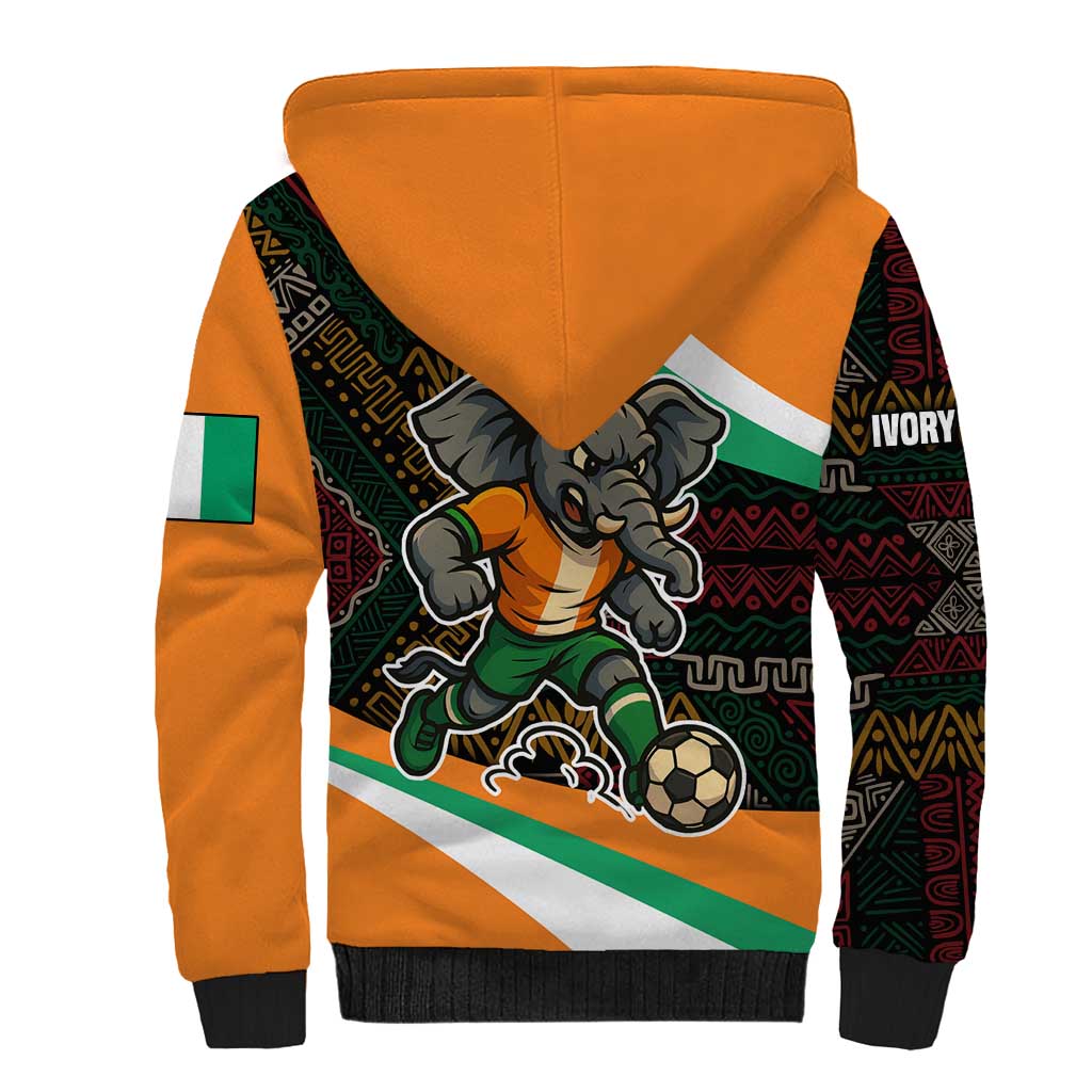 Ivory Coast Elephants Football Sherpa Hoodie Soccer with Tribal Pattern - African Pride