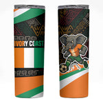 Ivory Coast Elephants Football Skinny Tumbler Soccer with Tribal Pattern - African Pride