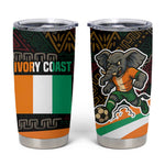 Ivory Coast Elephants Football Tumbler Cup Soccer with Tribal Pattern - African Pride