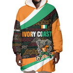 Ivory Coast Elephants Football Wearable Blanket Hoodie Soccer with Tribal Pattern - African Pride