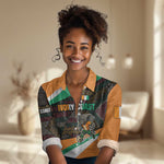 Ivory Coast Elephants Football Women Casual Shirt Soccer with Tribal Pattern - African Pride