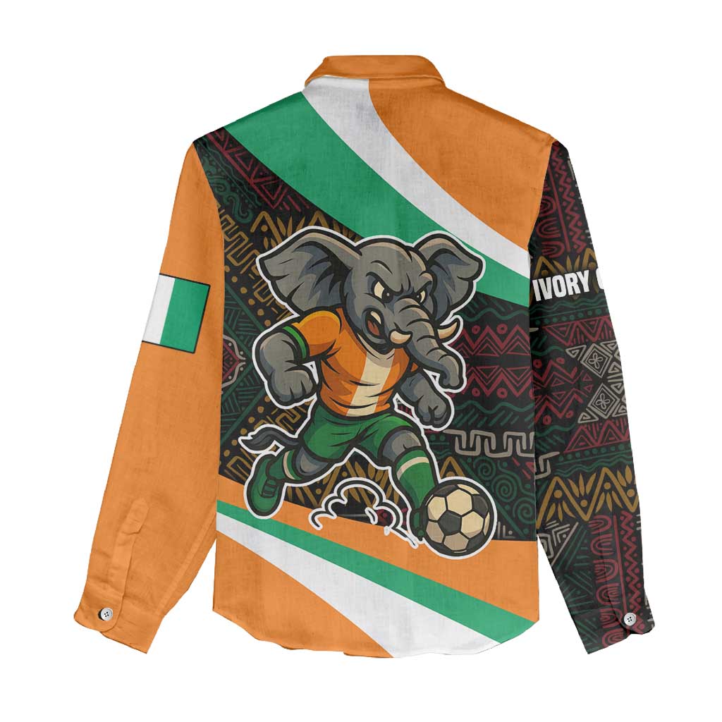 Ivory Coast Elephants Football Women Casual Shirt Soccer with Tribal Pattern - African Pride