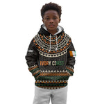 Ivory Coast African Pattern Kid Hoodie Ethnic Geometric and National Motto - African Pride