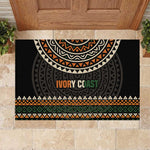 Ivory Coast African Pattern Rubber Doormat Ethnic Geometric and National Motto - African Pride