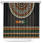 Ivory Coast African Pattern Shower Curtain Ethnic Geometric and National Motto - African Pride