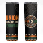 Ivory Coast African Pattern Skinny Tumbler Ethnic Geometric and National Motto - African Pride