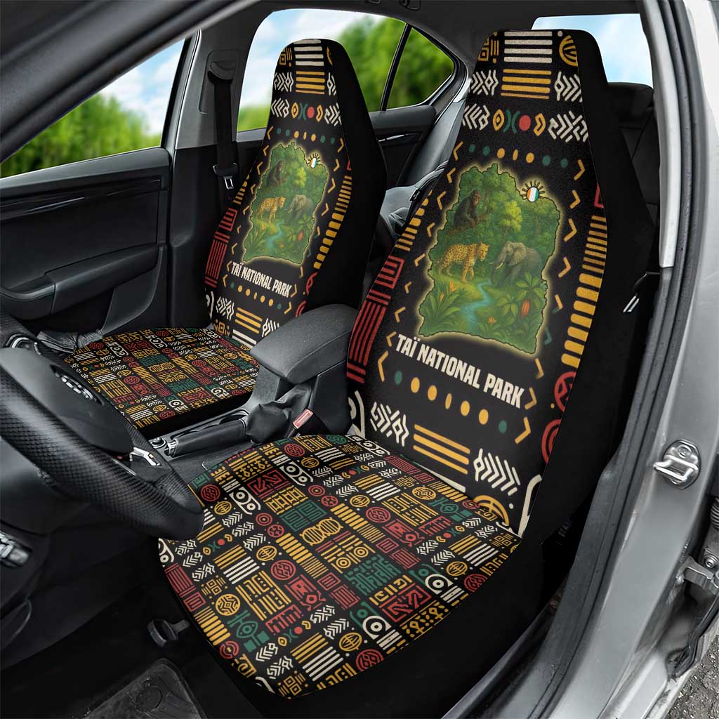 Ivory Coast Car Seat Cover Tai National Park Wildlife Map - African Pride