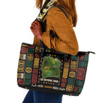 Ivory Coast Leather Tote Bag Tai National Park Wildlife Map - African Pride