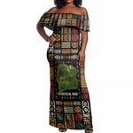 Ivory Coast Off Shoulder Maxi Dress Tai National Park Wildlife Map - African Pride