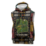 Ivory Coast Sleeveless Zip Hoodie Tai National Park Wildlife Map - African Pride