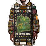 Ivory Coast Wearable Blanket Hoodie Tai National Park Wildlife Map - African Pride