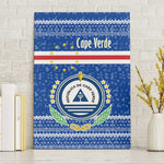 Cape Verde Christmas Canvas Wall Art Blue Festive Pattern Sailing Santa and National Emblem Motif - African Pride