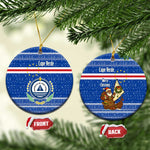Cape Verde Christmas Ceramic Ornament Blue Festive Pattern Sailing Santa and National Emblem Motif - African Pride