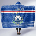 Cape Verde Christmas Hooded Blanket Blue Festive Pattern Sailing Santa and National Emblem Motif - African Pride
