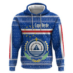 Cape Verde Christmas Hoodie Blue Festive Pattern Sailing Santa and National Emblem Motif - African Pride