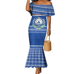 Cape Verde Christmas Mermaid Dress Blue Festive Pattern Sailing Santa and National Emblem Motif - African Pride