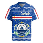 Cape Verde Christmas Rugby Jersey Blue Festive Pattern Sailing Santa and National Emblem Motif - African Pride
