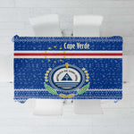 Cape Verde Christmas Tablecloth Blue Festive Pattern Sailing Santa and National Emblem Motif - African Pride