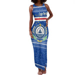 Cape Verde Christmas Tank Maxi Dress Blue Festive Pattern Sailing Santa and National Emblem Motif - African Pride