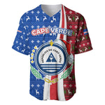 Cape Verde Christmas Baseball Jersey Festive Pattern Christmas Tree and National Emblem Motif - African Pride