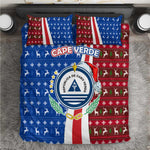 Cape Verde Christmas Bedding Set Festive Pattern Christmas Tree and National Emblem Motif - African Pride