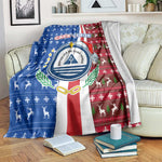 Cape Verde Christmas Blanket Festive Pattern Christmas Tree and National Emblem Motif - African Pride