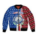 Cape Verde Christmas Bomber Jacket Festive Pattern Christmas Tree and National Emblem Motif - African Pride