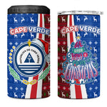 Cape Verde Christmas 4 in 1 Can Cooler Tumbler Festive Pattern Christmas Tree and National Emblem Motif - African Pride